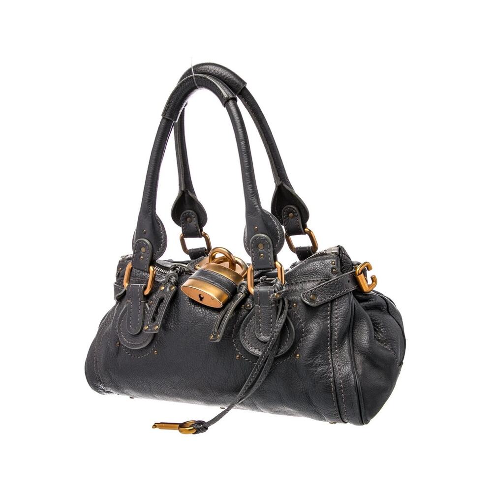 CHLOE Paddington Charcoal Dark Gray Gold Satchel Y2K Bag Shoulder Phoebe Philo - Picture 5 of 12